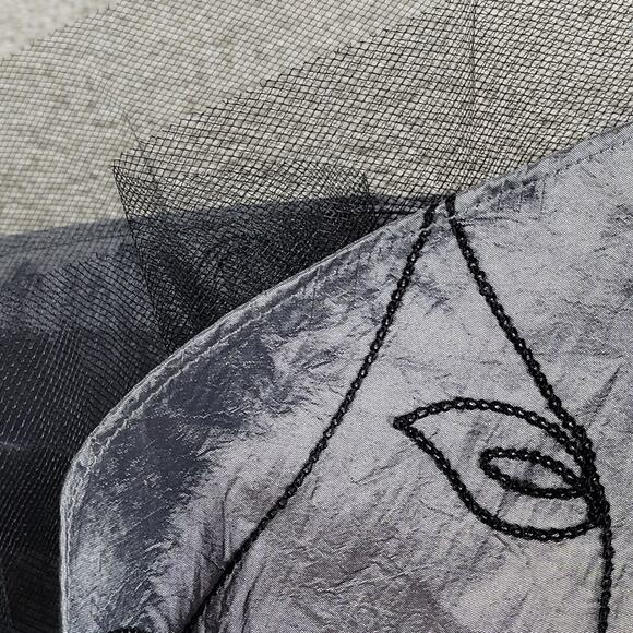 VTG SL Fashions Taffeta Party Dress Womens 16W Silver Black Evening Cocktail New - Picture 13 of 16